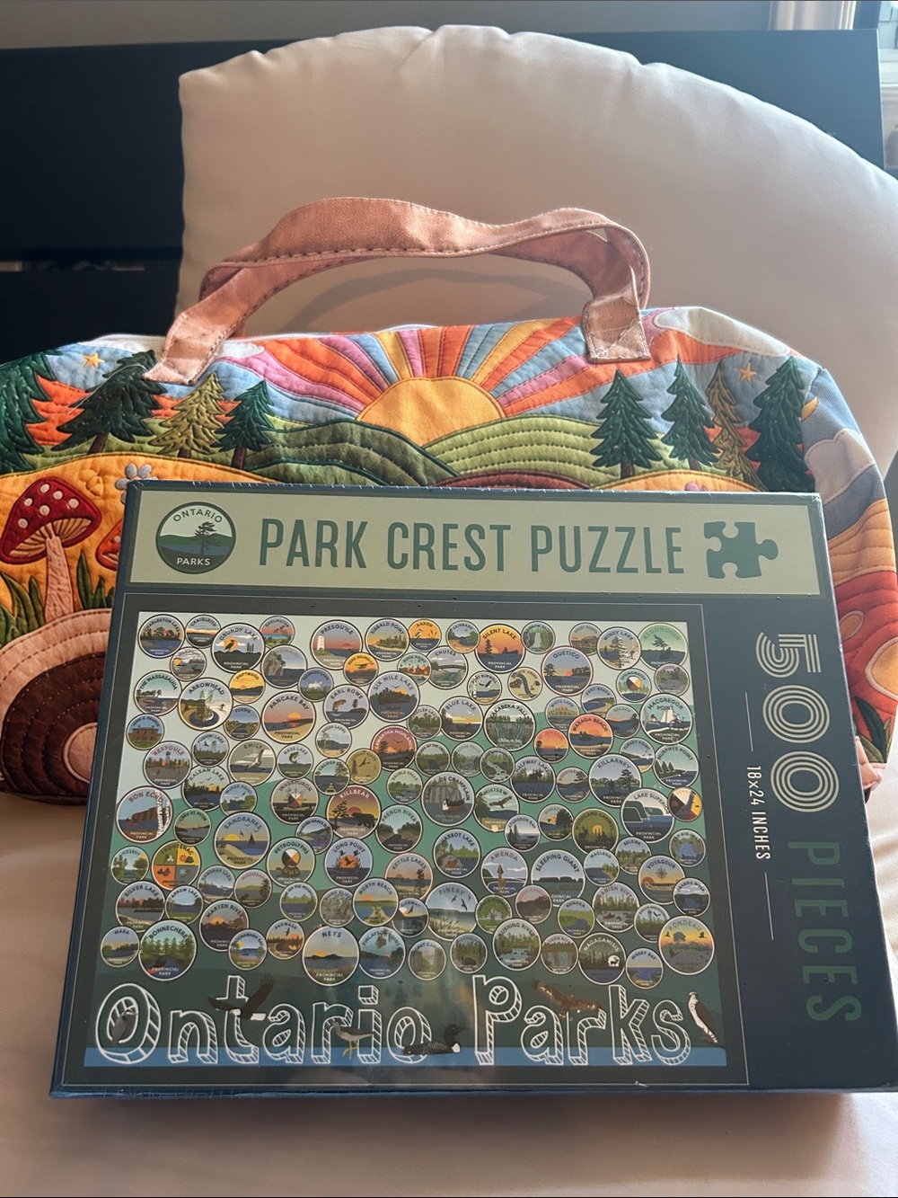 Park Crest Puzzle — Green Scenic 500-Piece Jigsaw & Stay Wild Tote Bag